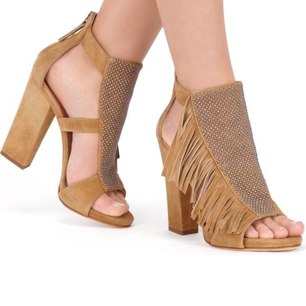 NWT Giuseppe Zanotti Alabama fringed studded suede sandals